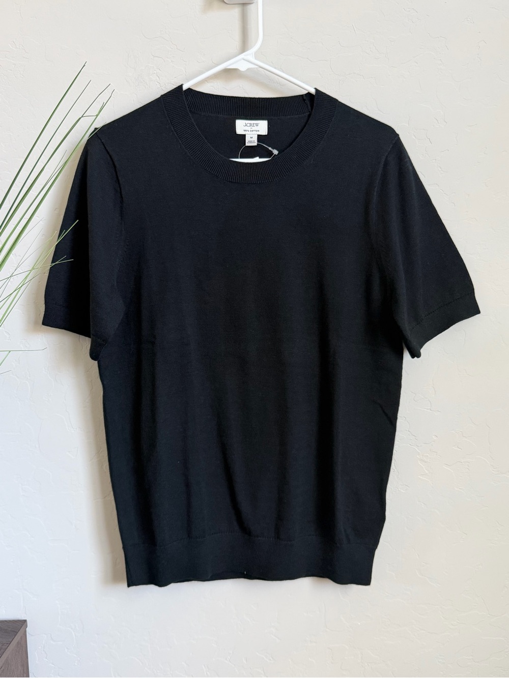 J.Crew Factory Teddie Sweater Black Short Sleeve Knit Top Size Medium NWT